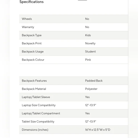 Girl Backpack New - Picture 5 of 5